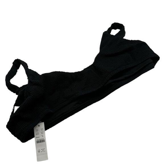 NWT J. Crew Scrunchie Knotted Scoop Neck Black Textured Bikini Top Sz 3X - Picture 4 of 9